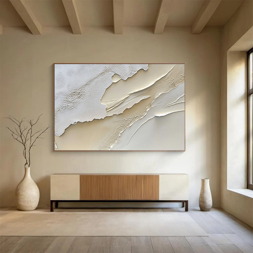 Textured White - Beige Layers Art for Luxury Spa & High - End Boutique SC459
