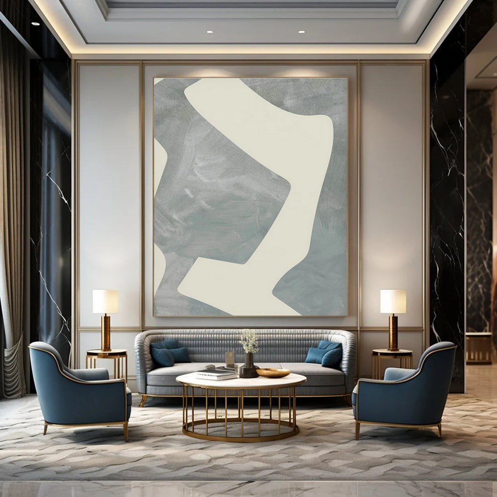 Light Gray Geometric Abstract Art for Minimalist Office & Modern Living Room DLZ0710