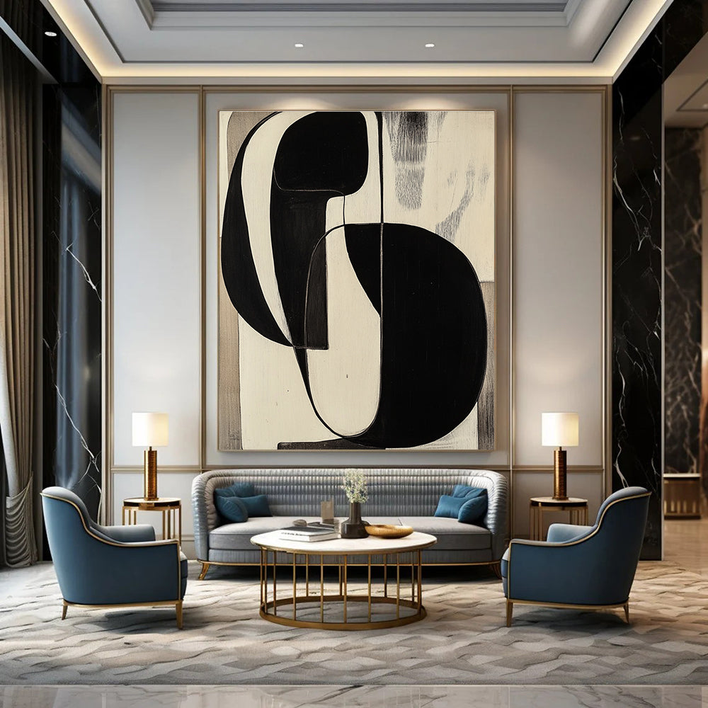 Black and White Geometric Abstract for Industrial - Chic Loft & Modern Art Studio STSC472