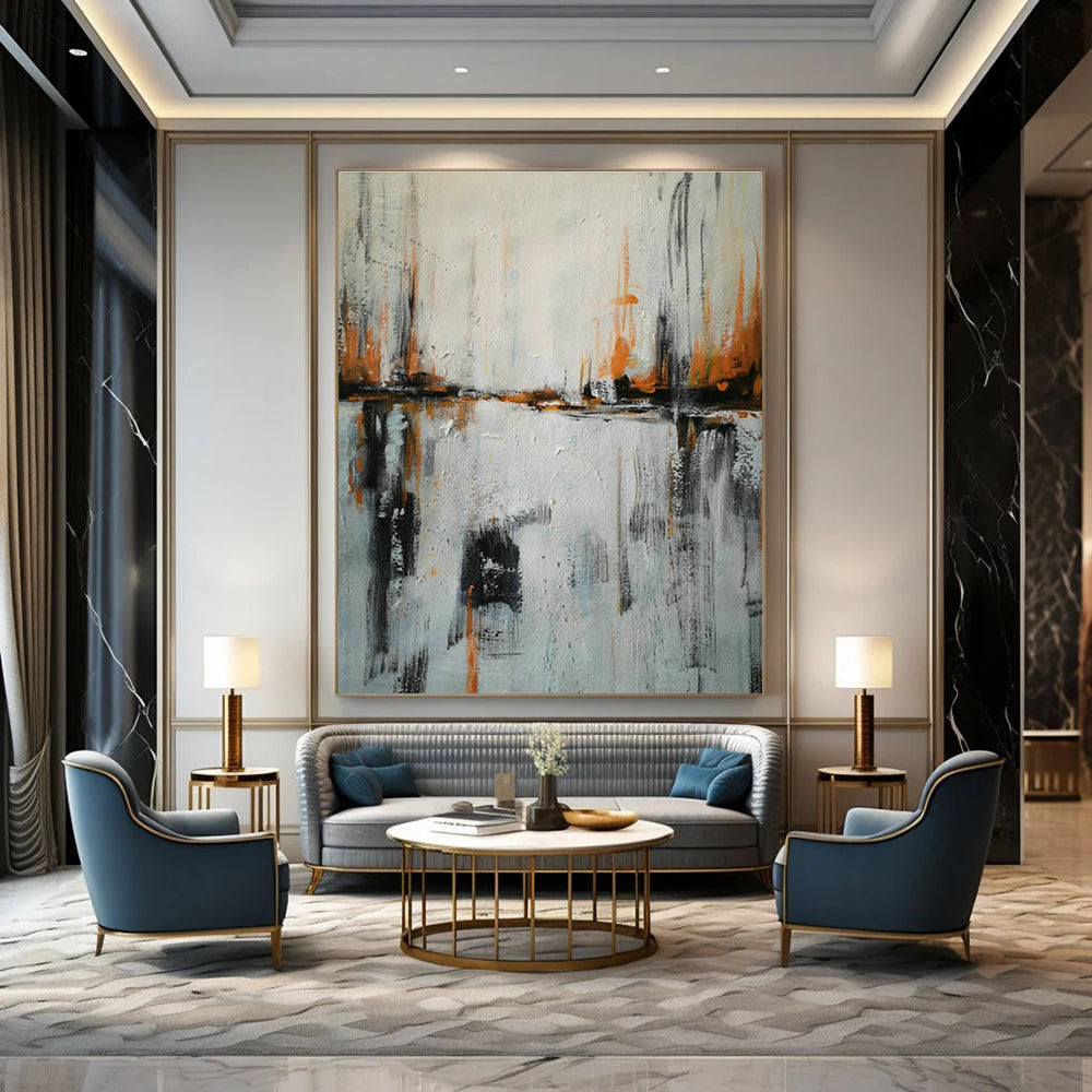 Orange - Black Reflection Abstract Art for Studio & Loft Apartment DLZ0562
