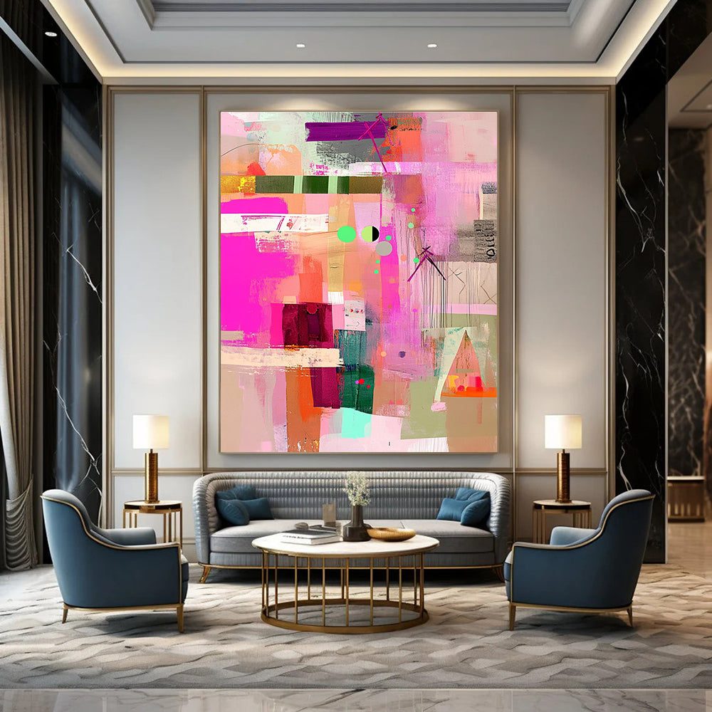 Colorful Collage Abstract for Bohemian Home & Art Studio STSC786
