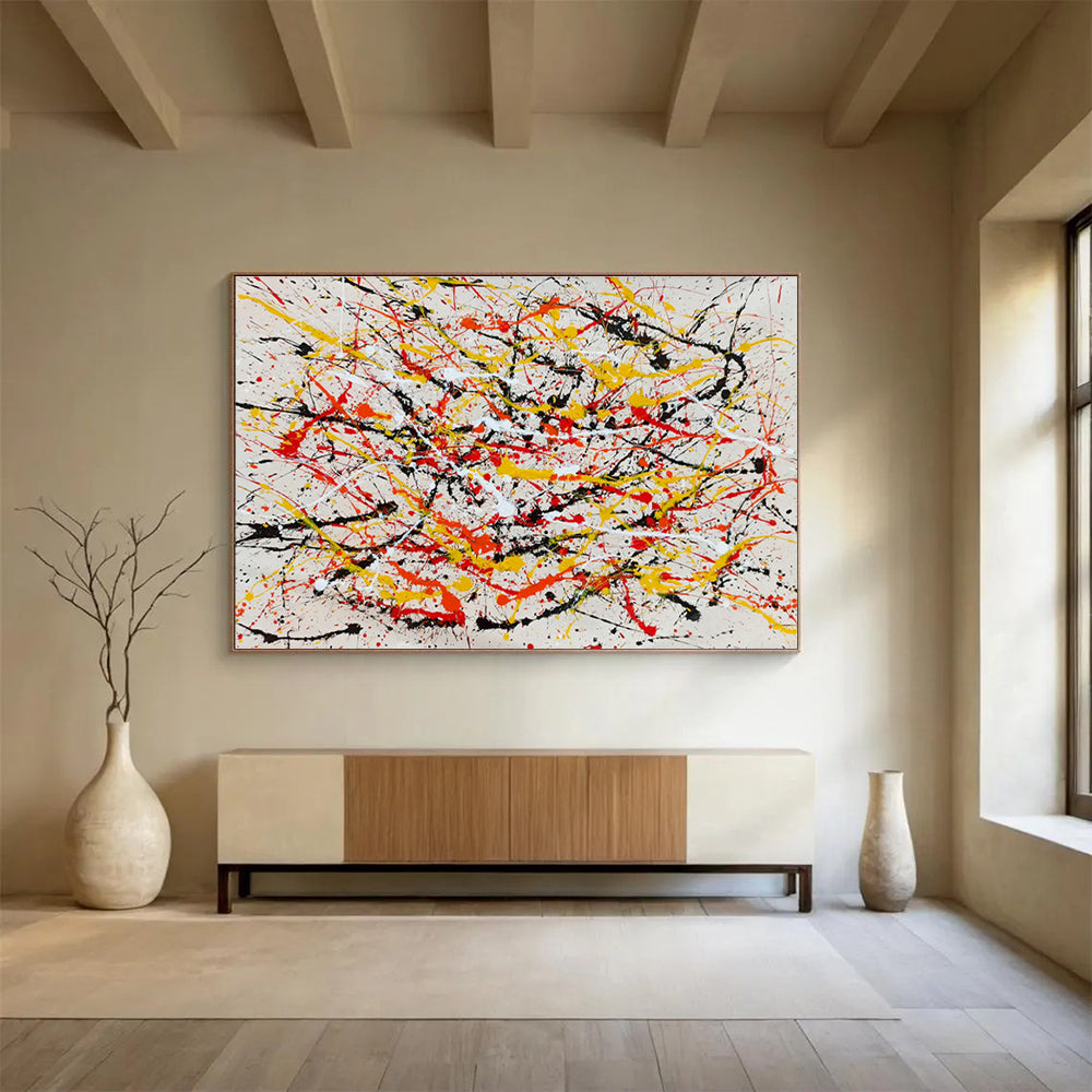 Yellow - Red Splash Abstract Art for Modern Art Gallery Interactive Installations DLZ2687