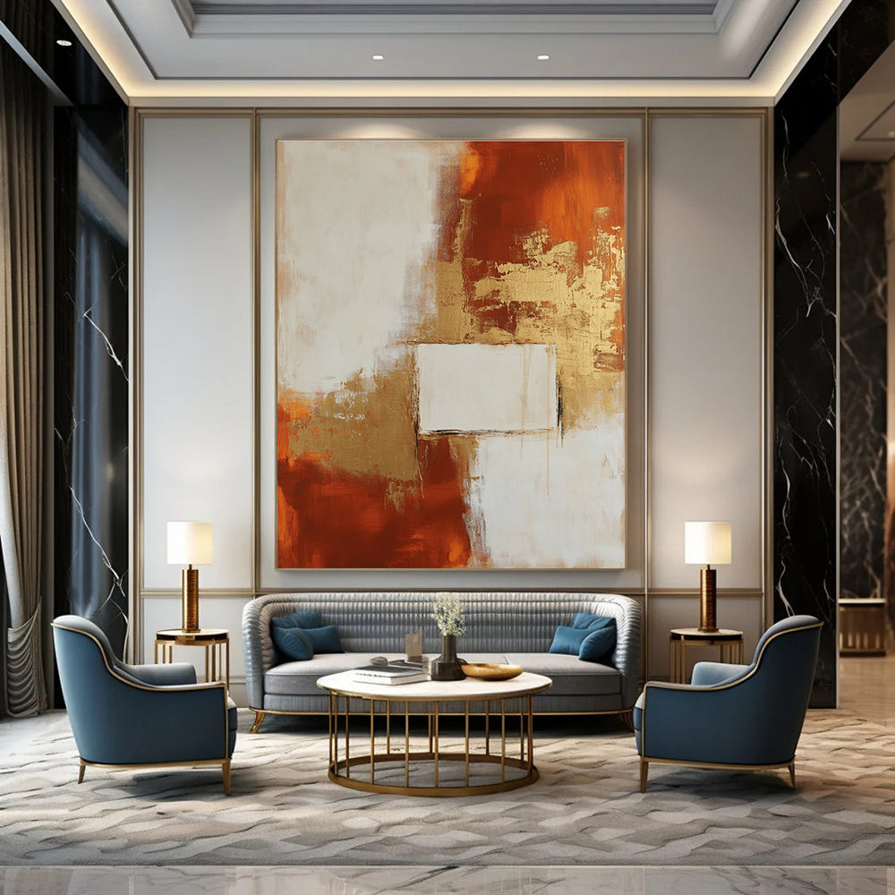Gold and Rust Abstract for Luxury Hotel Lobby & Art - Themed Dining Room STSC244