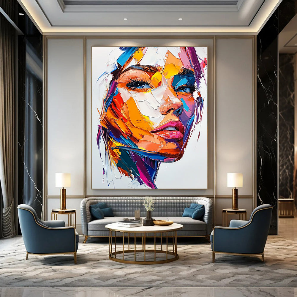 Color Block Abstract Portrait for Contemporary Art Space & Trendy Home Living Room STSC457