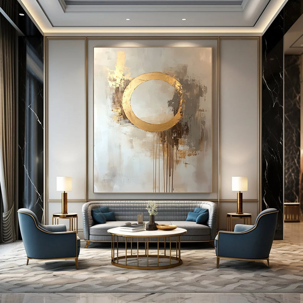 Gold Circle Abstract for Modern Living Room & Luxury Hotel Lobby STSC170