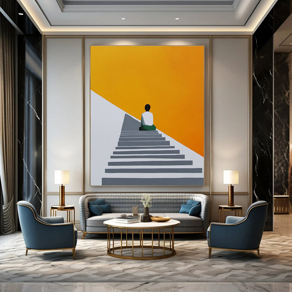 Meditating Figure on Stairs for Wellness Center & Modern 禅意 Study STSC1155