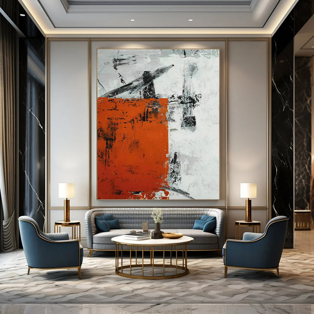 Orange - Grey Abstract Art for Living Room & Office DLZ0512