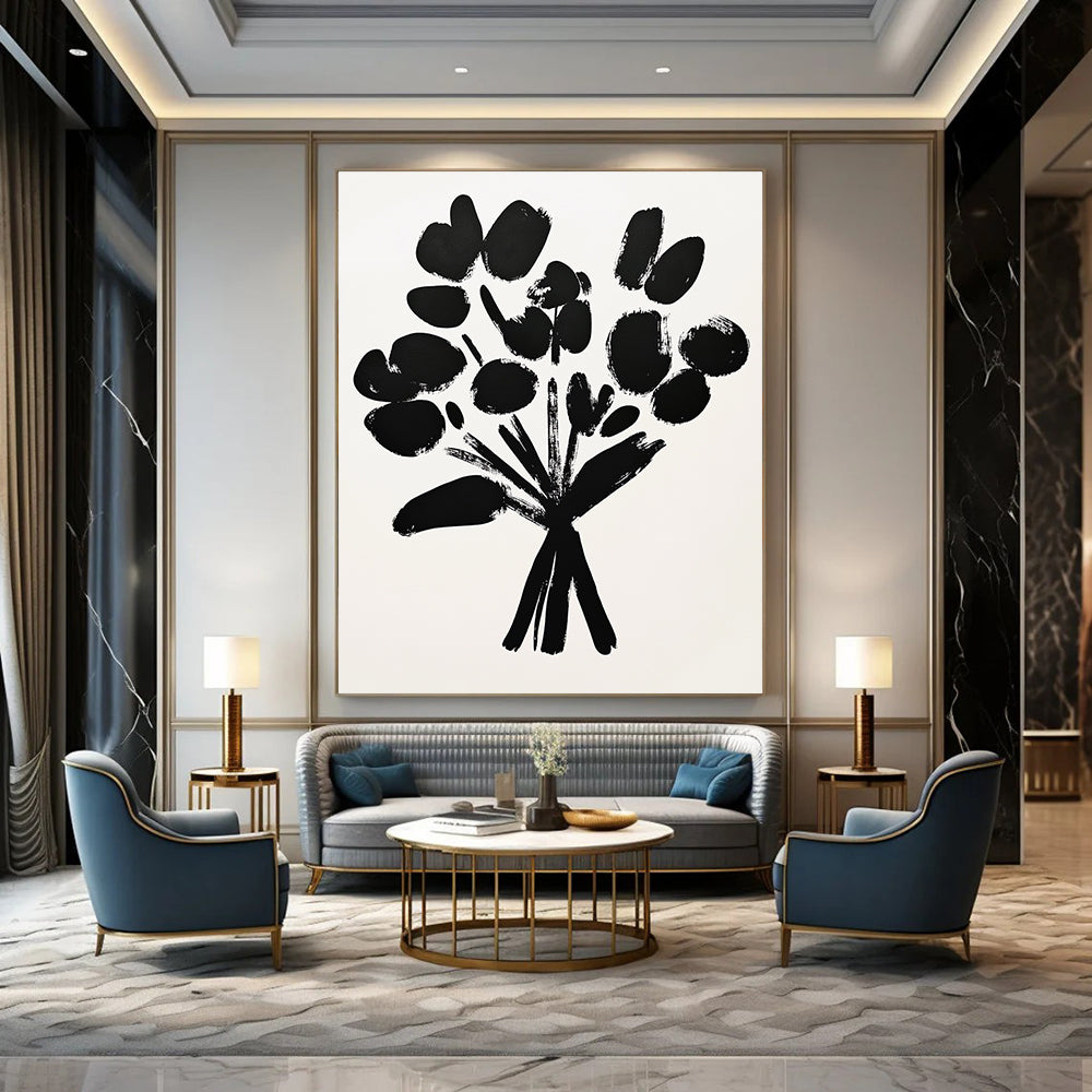 Black Abstract Flower Bouquet 1 for Monochrome - Themed Gallery & Edgy Urban Loft STSC924