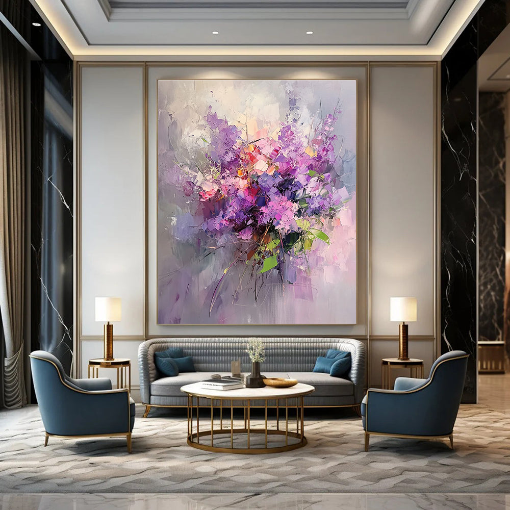 Purple Flower Bouquet (Impasto) for Romantic Wedding Venue & Feminine Boudoir STSC926