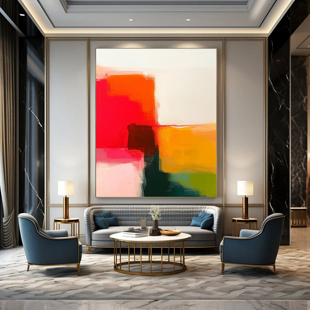 Bold Color Block Abstract for Vibrant Living Room & Creative Retail Space STSC629