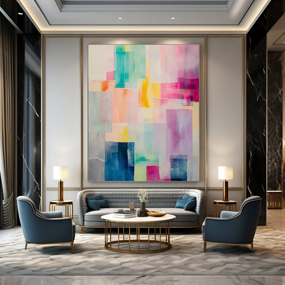 Colorful Geometric Abstract Art for Modern Playroom & Art - Focused Café DLZ2086