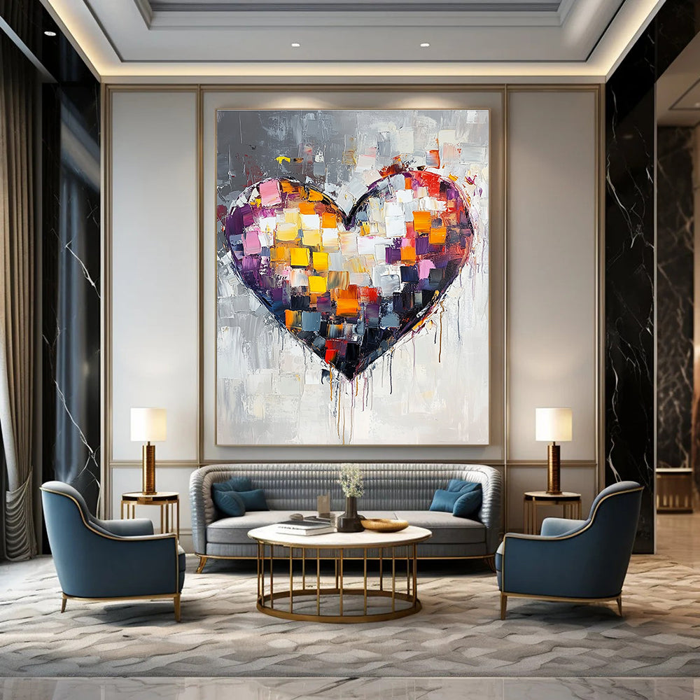 Vibrant Colorful Heart Art for Bedroom & Café STSC071
