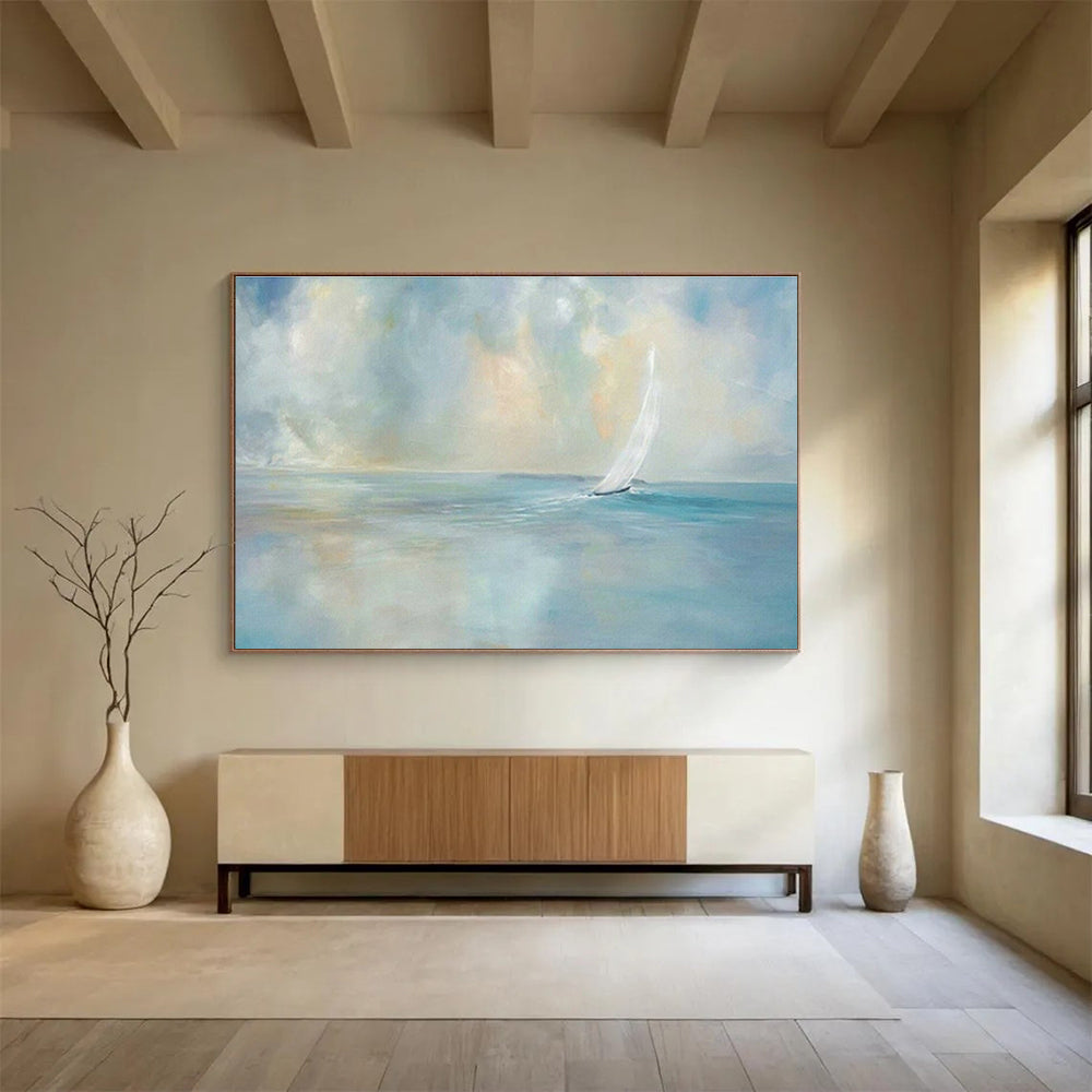 Seaside Sailboat Oil Painting for Nautical - Themed Study DLZ2820