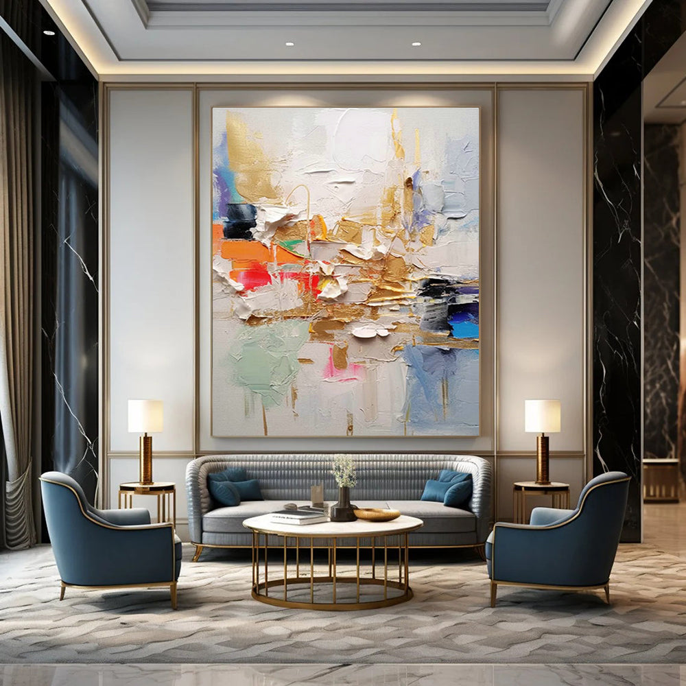Colorful Thick - Paint Abstract Art for Creative Studio & Bohemian Restaurant DLZ1063