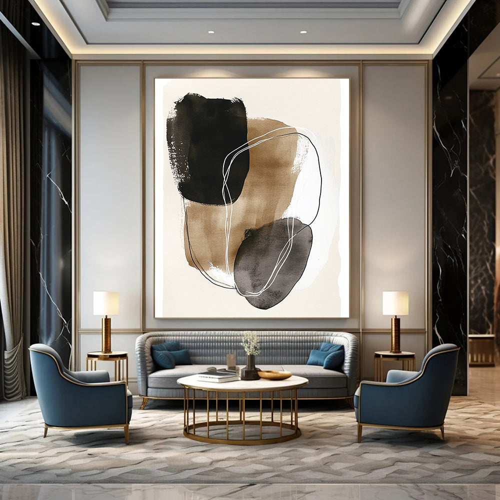Abstract Ink Shapes Bohemian - Style Art for Eclectic Home Living Room & Creative Home Office STSC1459
