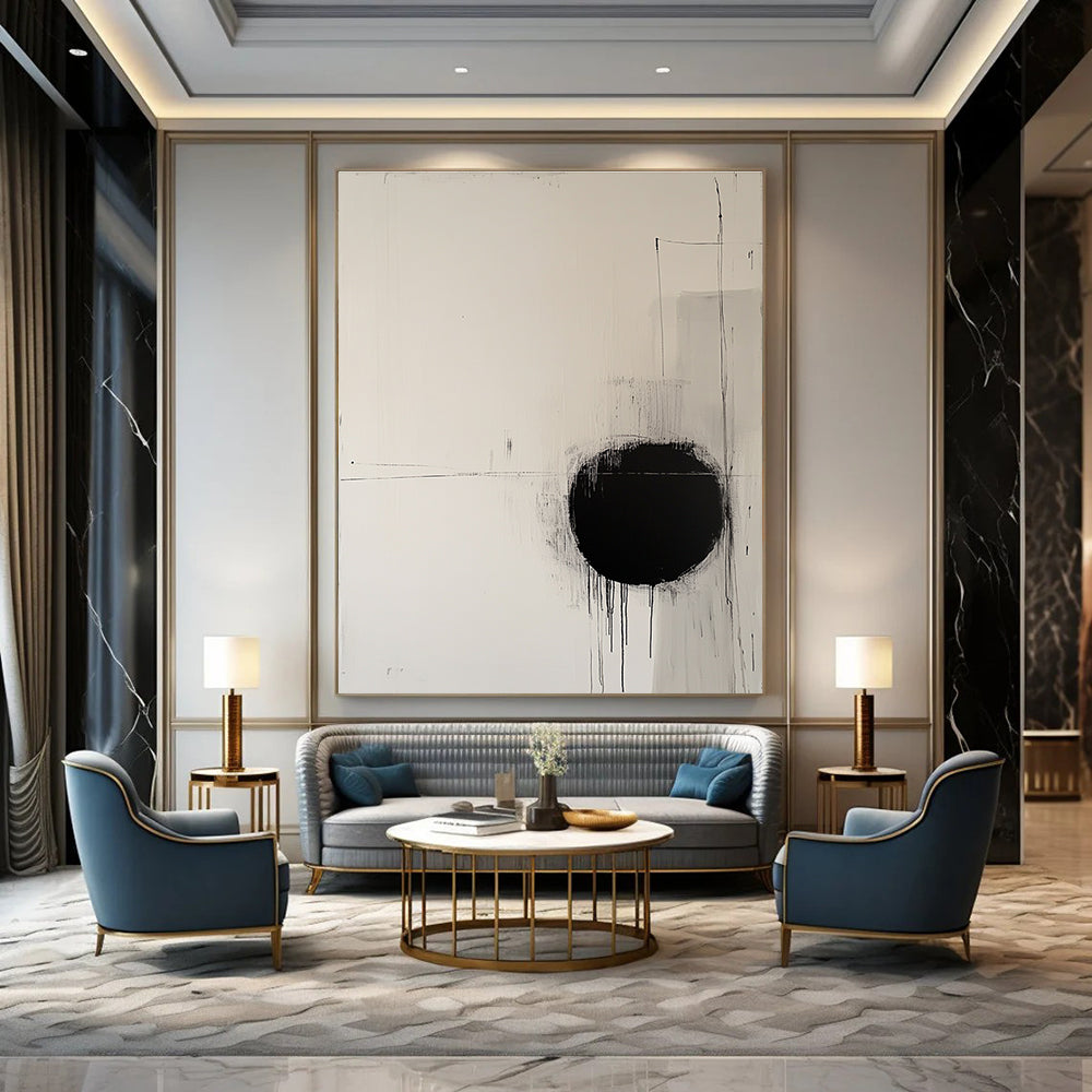 Minimalist Black and White Abstract Art for Modern Home Bedroom & Art Therapy Space STSC1067