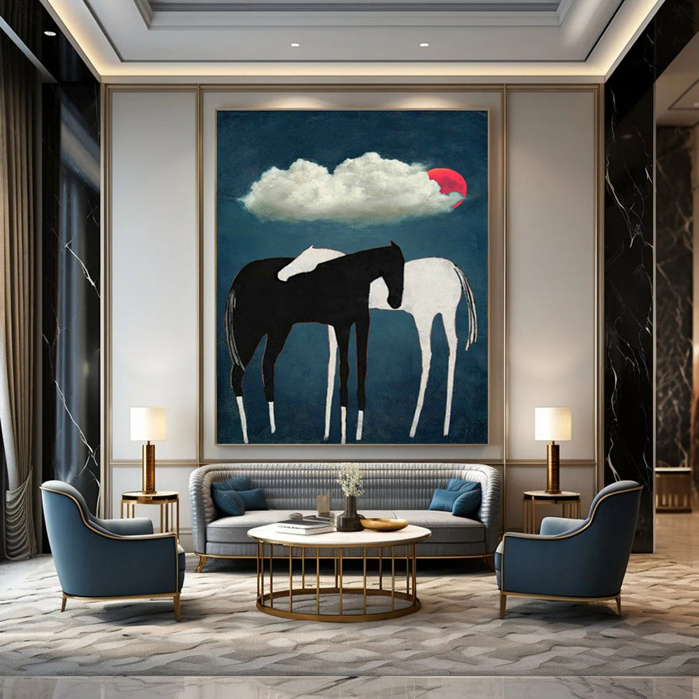 Folk - Inspired Horse Art for Country Cottage & Equestrian Art Gallery DLZ1425
