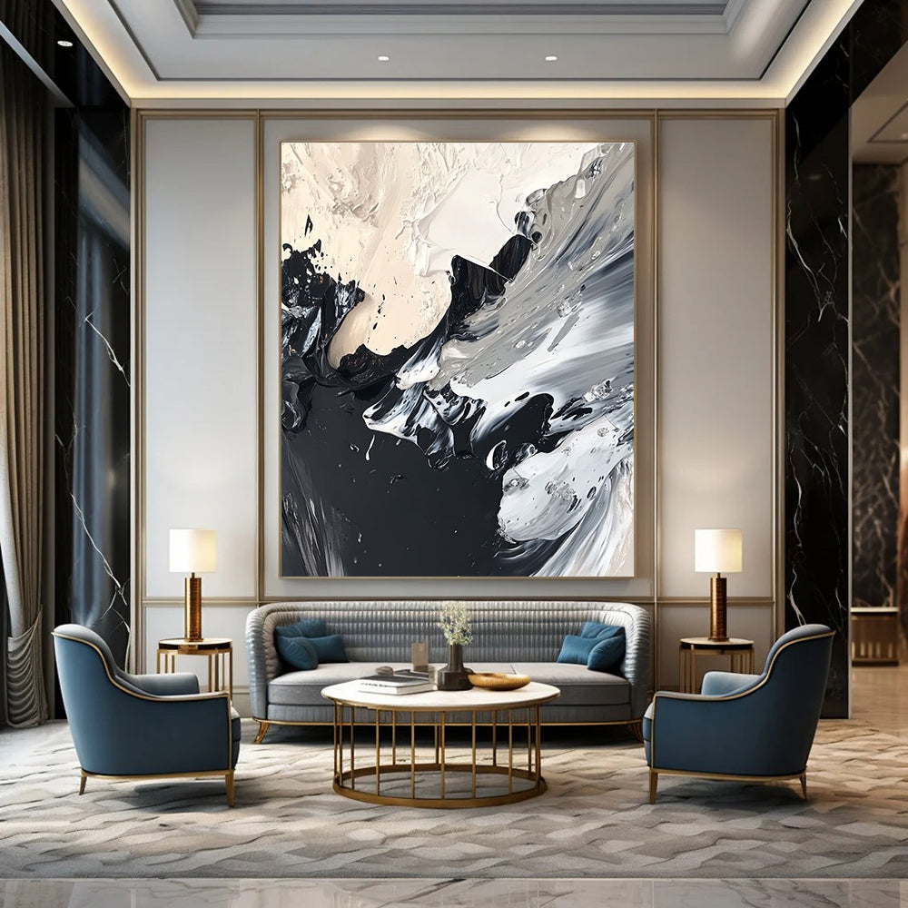 Black and White Textured Abstract for Industrial - Style Loft & Modern Art Museum STSC1277