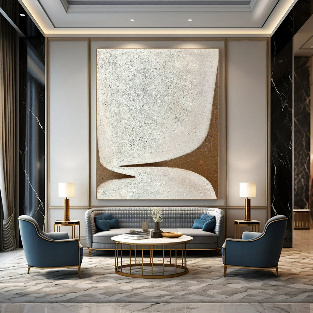 Brown - White Abstract Art for Minimalist Home Office & Art Gallery DLZ1186