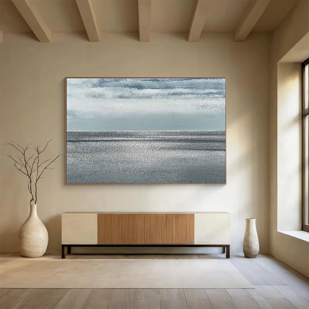 Gray - Toned Sea View Art for Serene Coastal Home Bedrooms DLZ3133