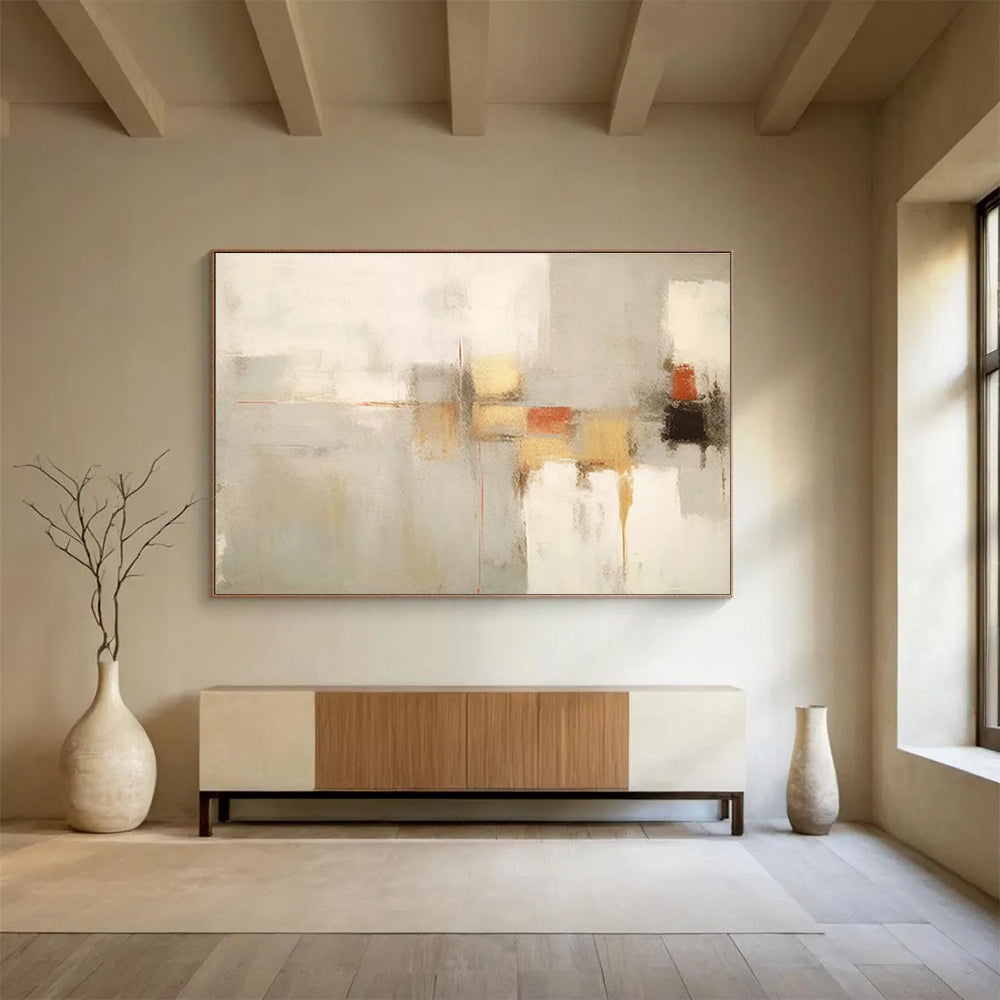 Grey - White Geometric Abstract Art for Minimalist Living Area DLZ2732