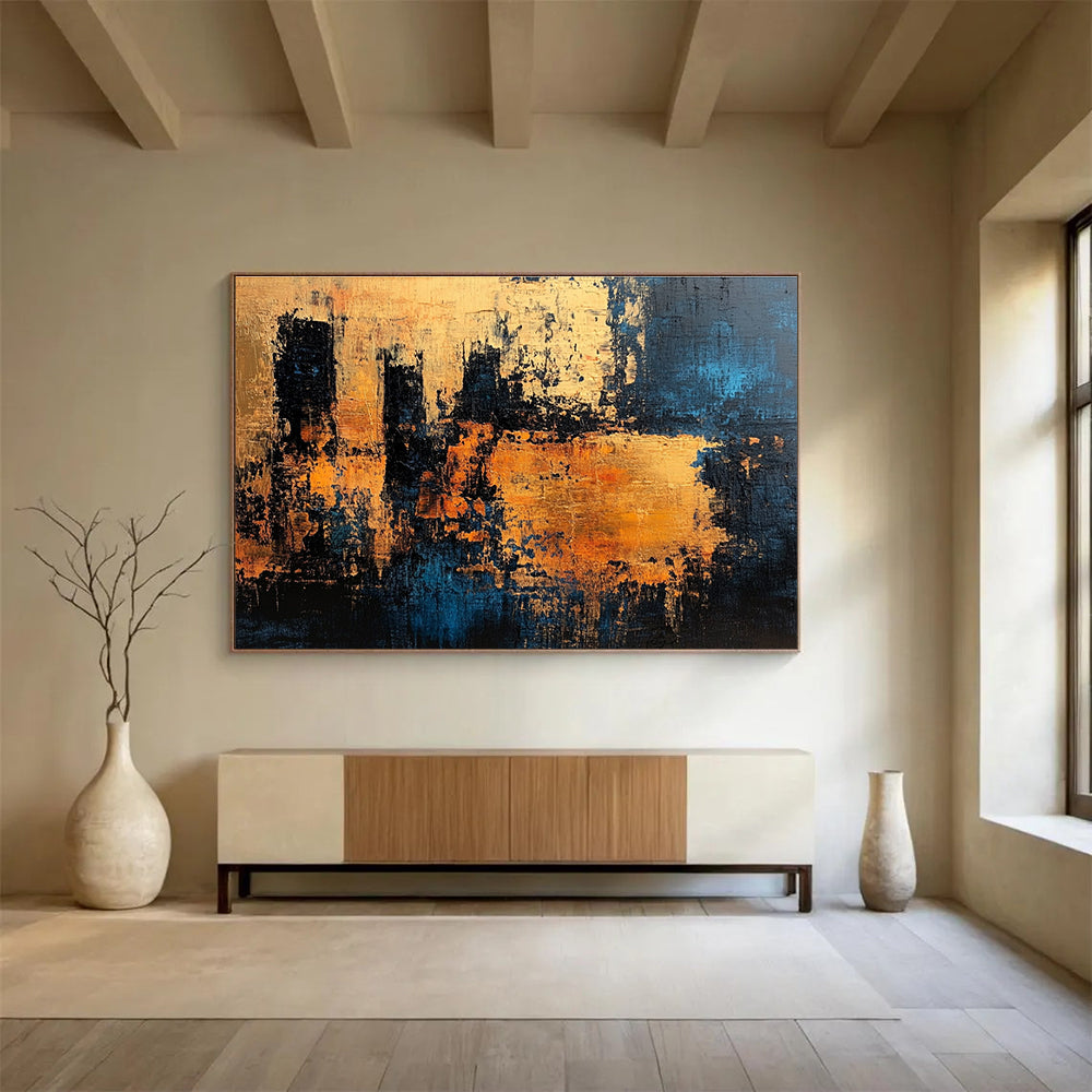 Cityscape in Blue and Orange Art for Urban Loft & Architecture Firm SC371