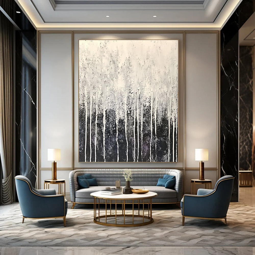 Grey and White Dripping Forest for Modern Industrial Office & Art - Inspired Home Library STSC360