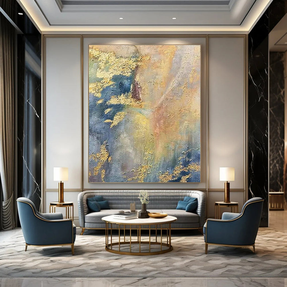 Gold - Blue Gradient Abstract for Coastal Penthouse & Art Deco Rooftop Bar DLZ0909