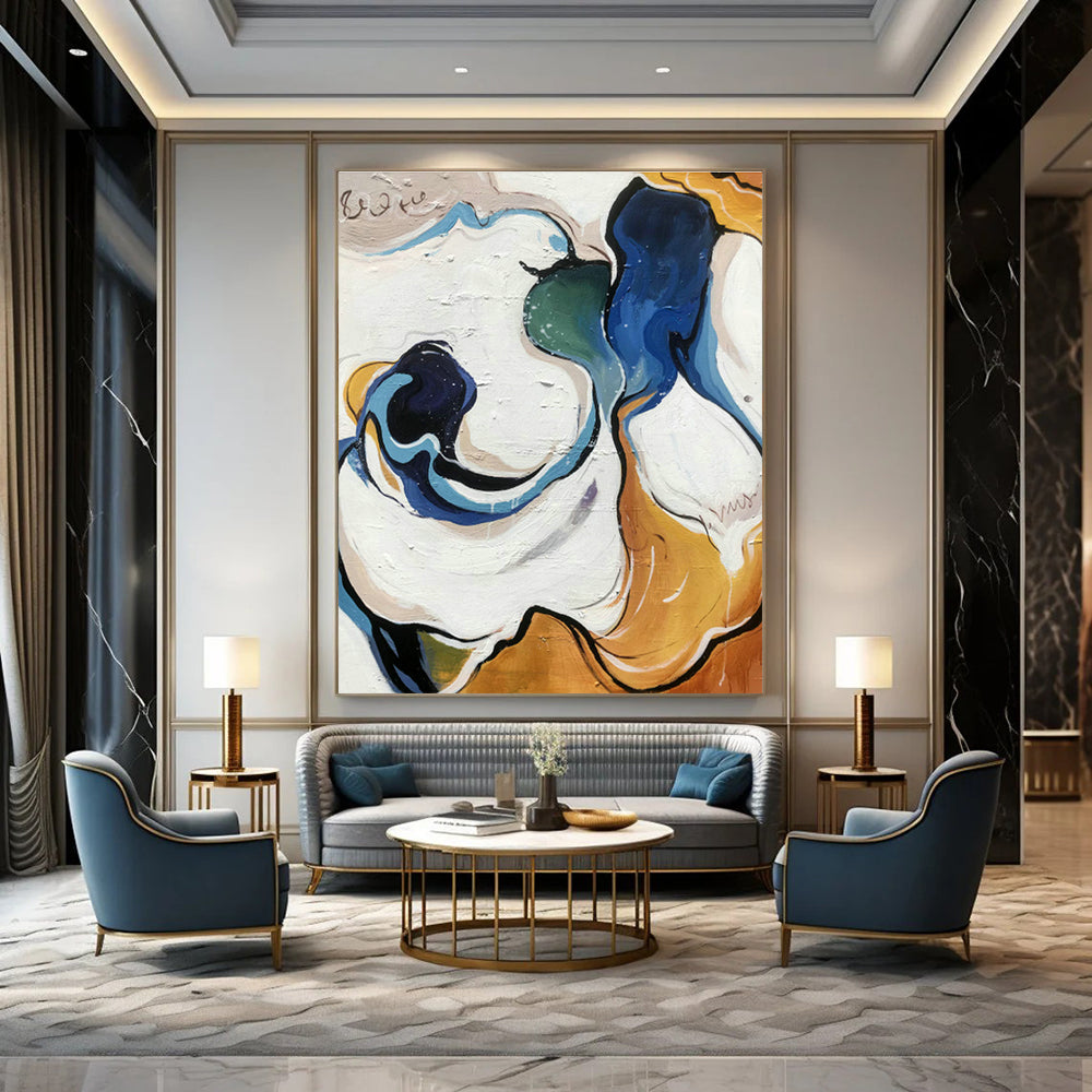 Curved Color Abstract Art for Living Room & Bedroom DLZ0465