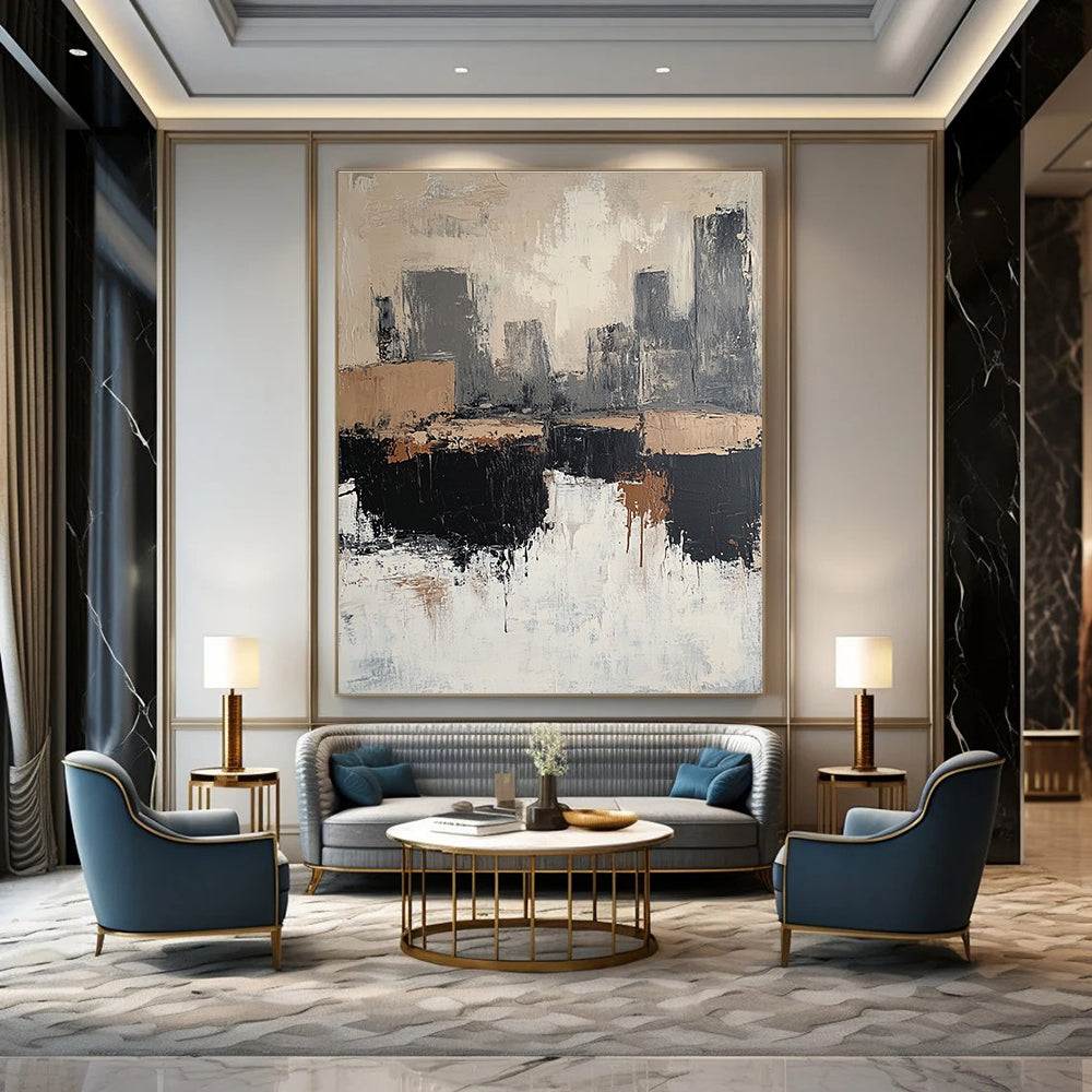 Abstract Cityscape in Neutrals for Urban Penthouse & Modern Gallery STSC412