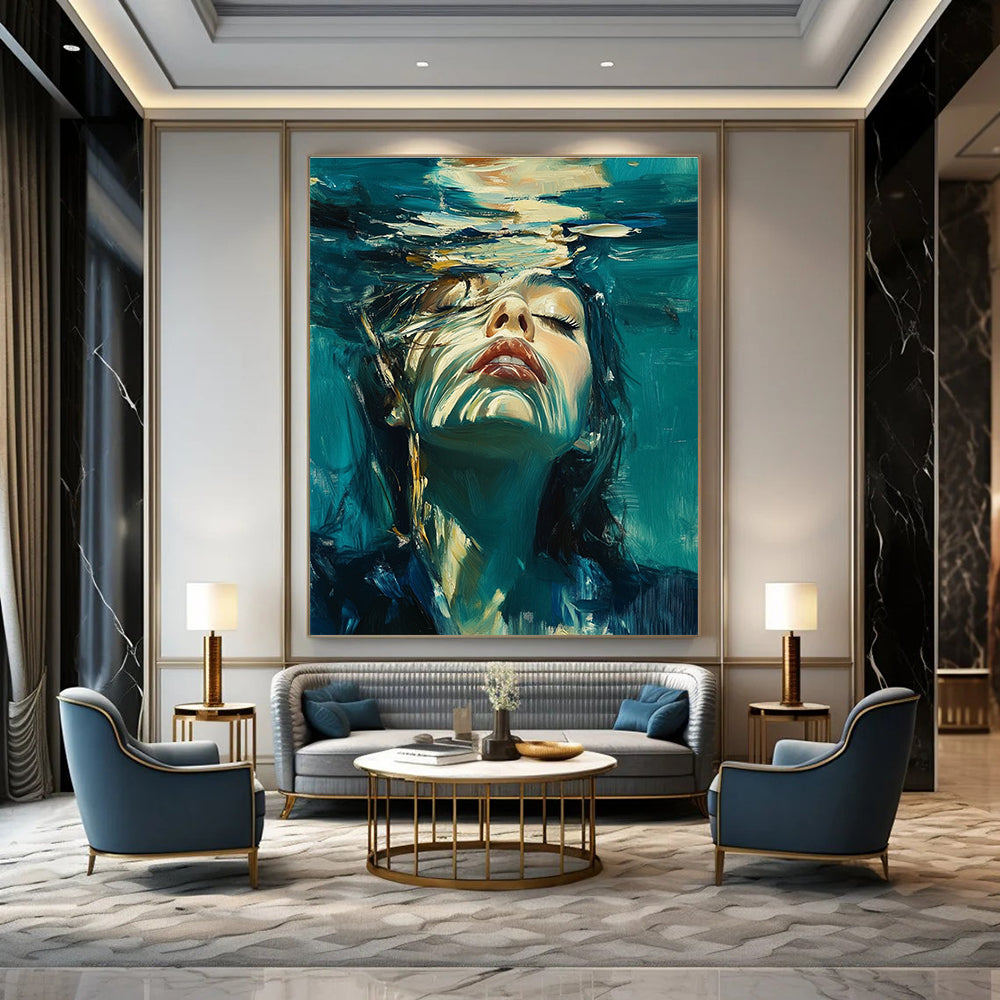 Woman Submerged in Water for Spa Wellness Center & Art - Inspired Home Bathroom STSC178