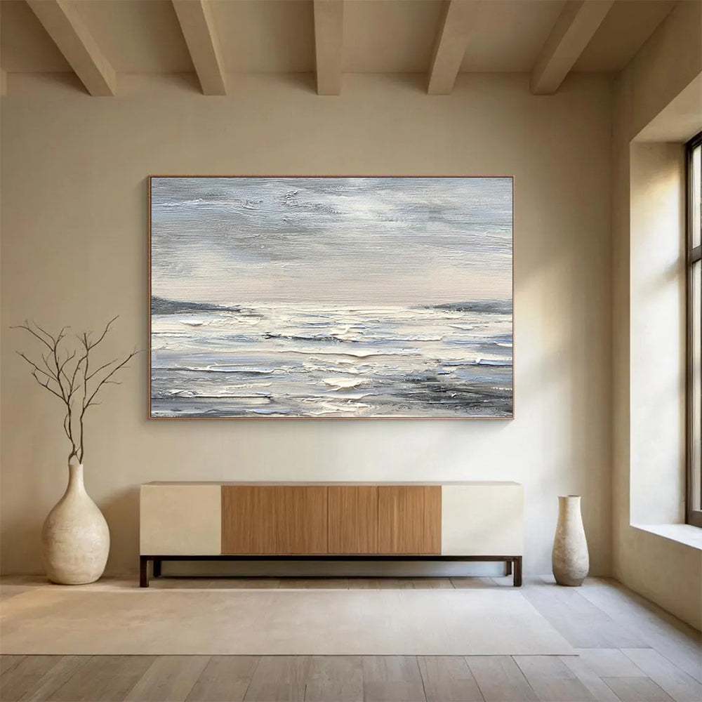 Layered Gray Waves Art for Meditation - Focused Bedroom DLZ3014
