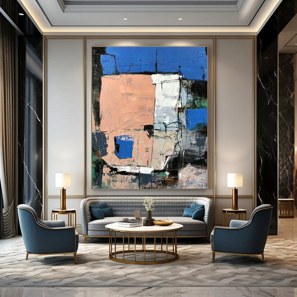 Architectural Color Block Abstract Art for Industrial - Chic Loft & Design - Focused Office DLZ0765