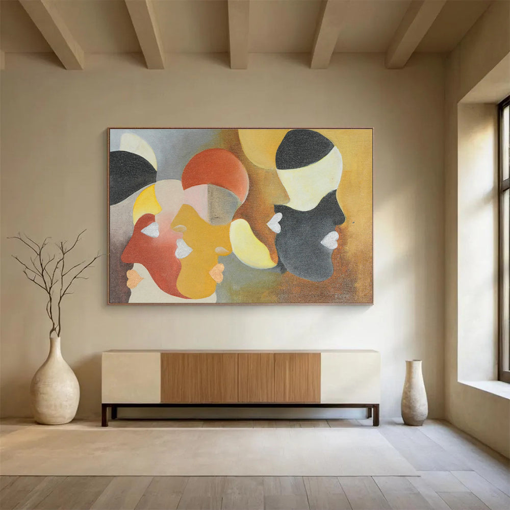 Geometric Faces Abstract Art: A Creative Hallway Focal Point DLZ2387