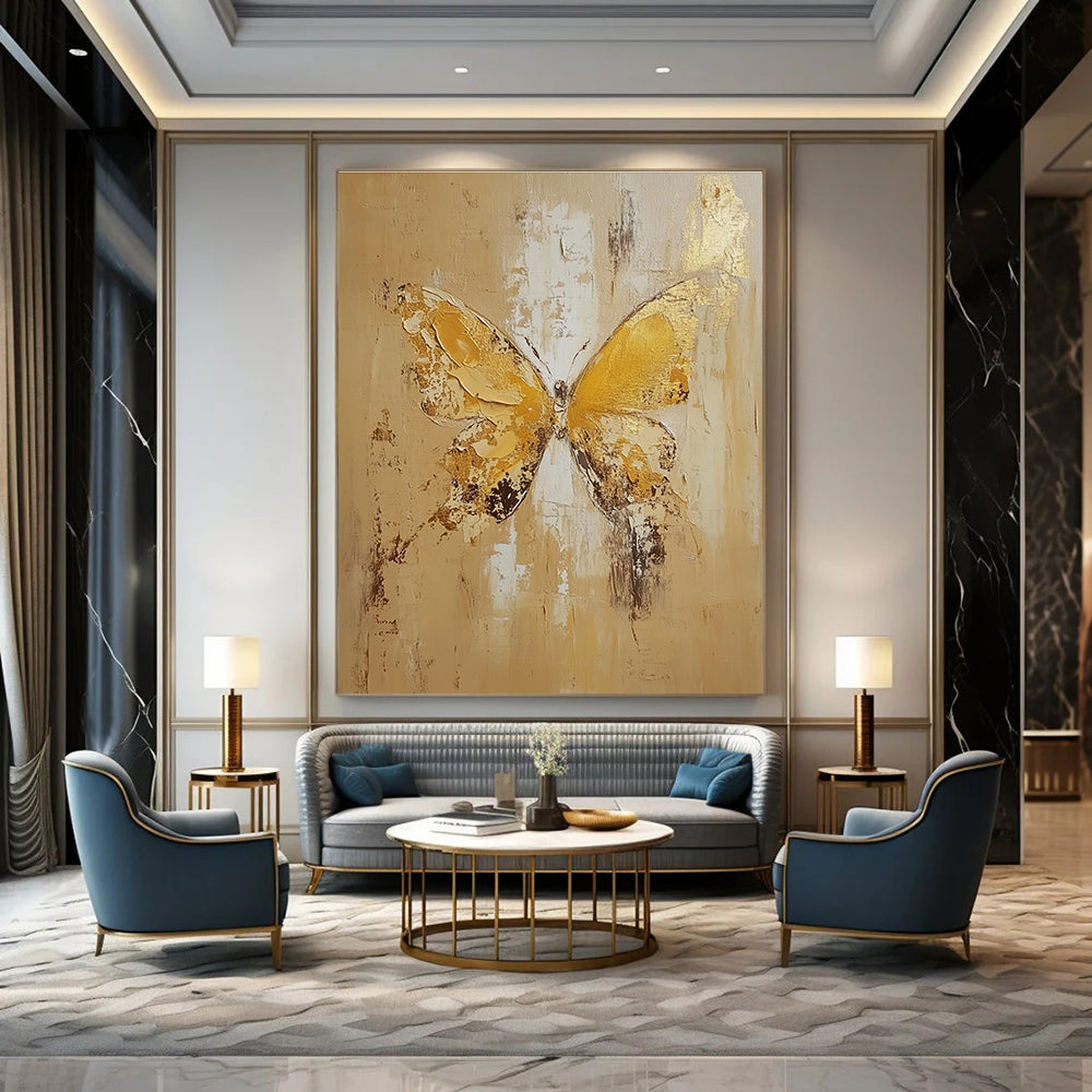Textured Gold Butterfly for Elegant Bedroom & Sophisticated Living Room STSC252