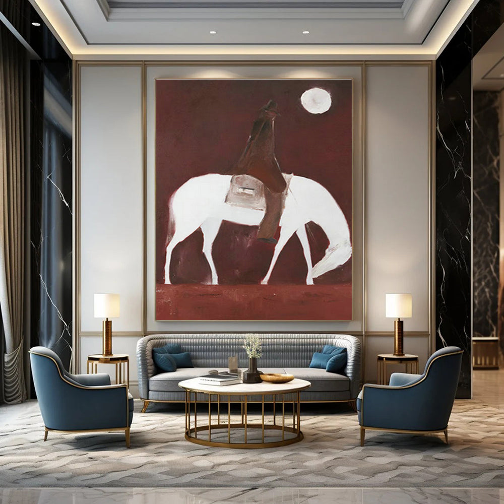 Equestrian Night Art for Western - Style Ranch House & Equestrian Club Library DLZ1432