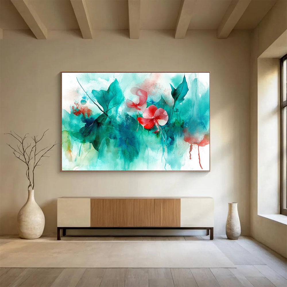 Watercolor Flowers Art for Botanical - Themed Café & Floral Design Studio SC287