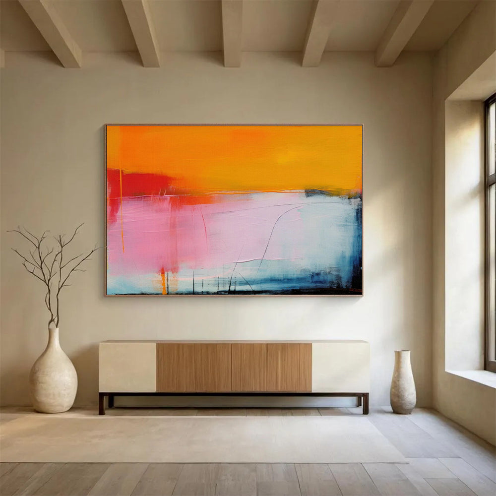 Orange - Pink Gradient Abstract Art for Modern Dining Room DLZ2883