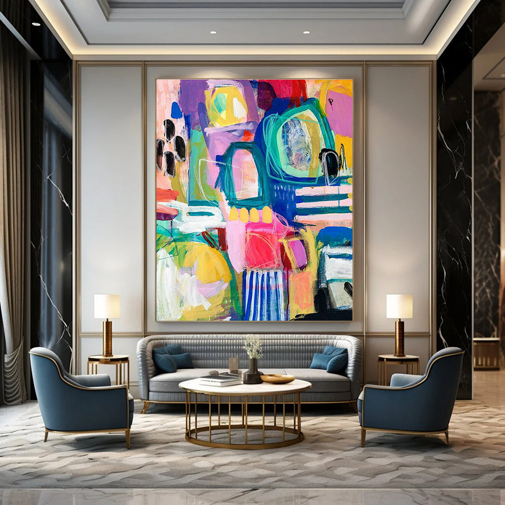 Colorful Geometric Art for Modern Coworking Space Break Areas DLZ0093