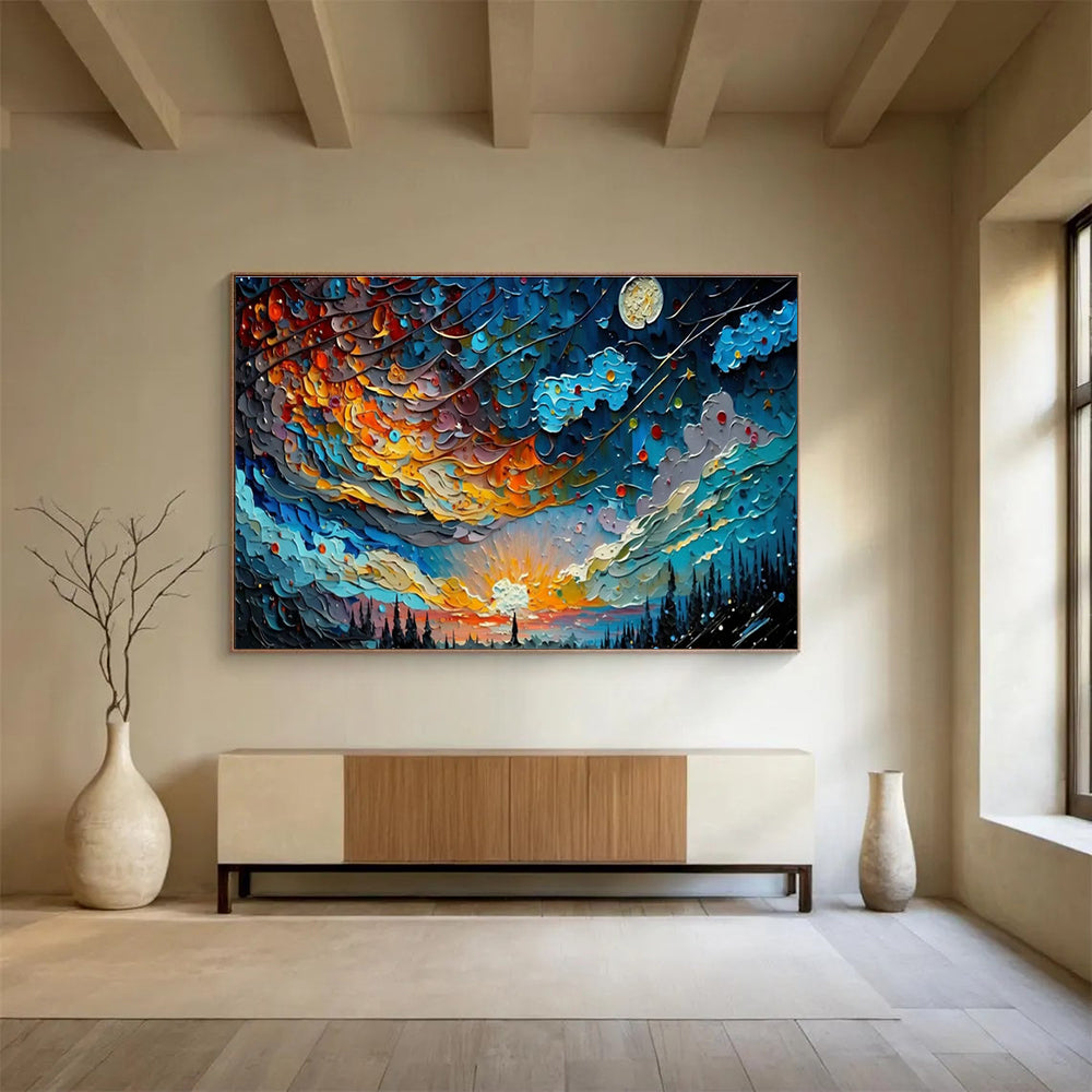 Colorful Starry Sky Art for Bohemian - Style Rooftop Lounge Spaces DLZ3262