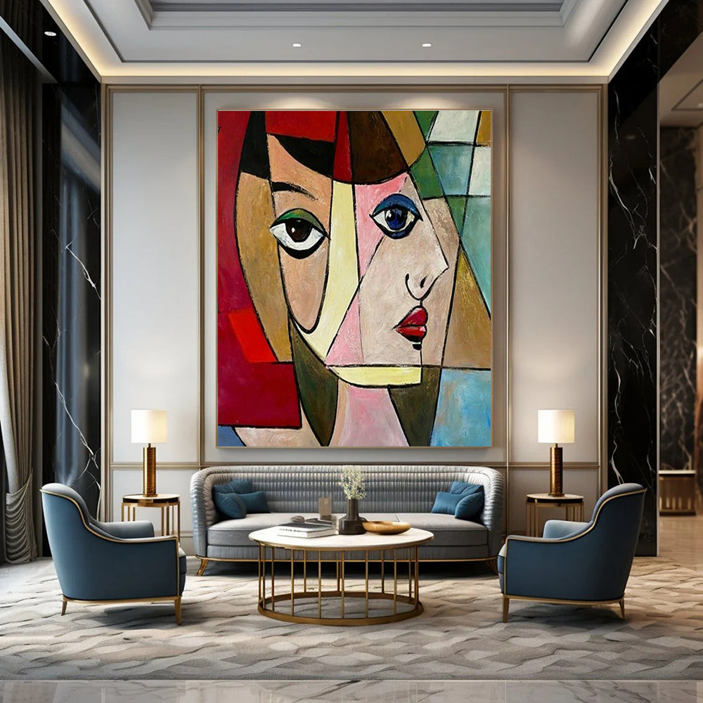 Cubist Portrait Art for Art History Museum & Bohemian Living Room DLZ1414