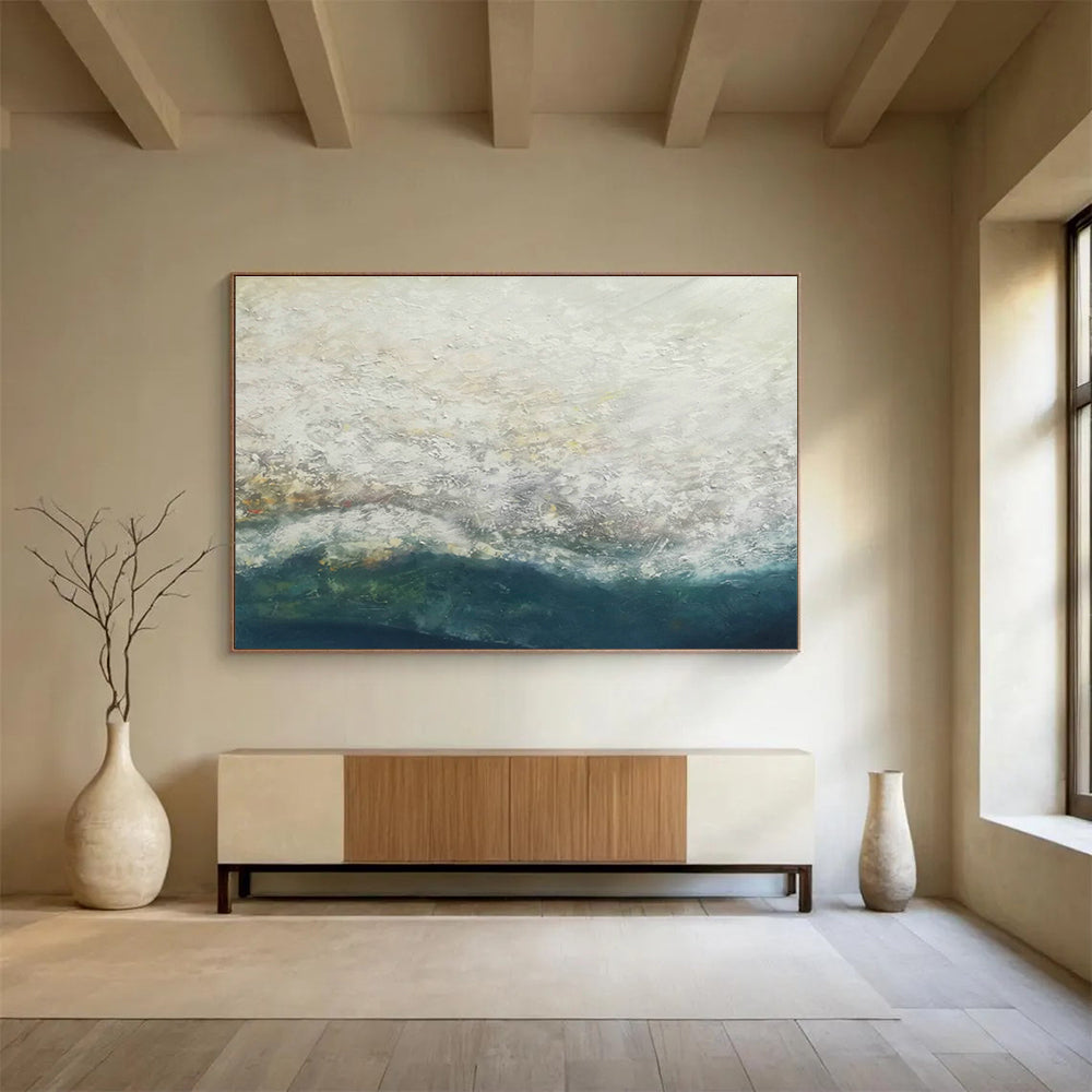 Gray - White Wave Abstract Art for Minimalist Coastal Home Beach - Themed Bedrooms DLZ2682