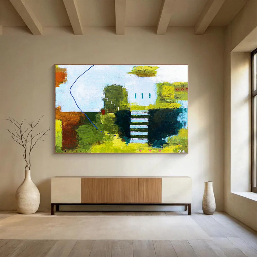 Green - Yellow Architectural Abstract for Modern Real Estate Office DLZ2945