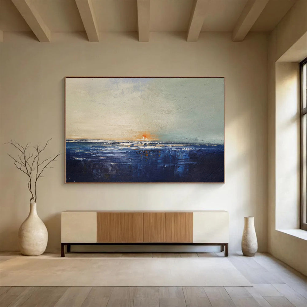 Serene Sea View Abstract Artwork for Crafting a Peaceful Coastal Bedroom Oasis DLZ3034