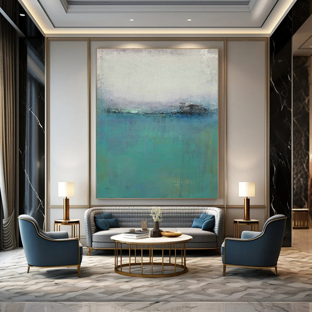 Blue - Green Coastal Abstract Art for Bathroom & Beach House DLZ1204