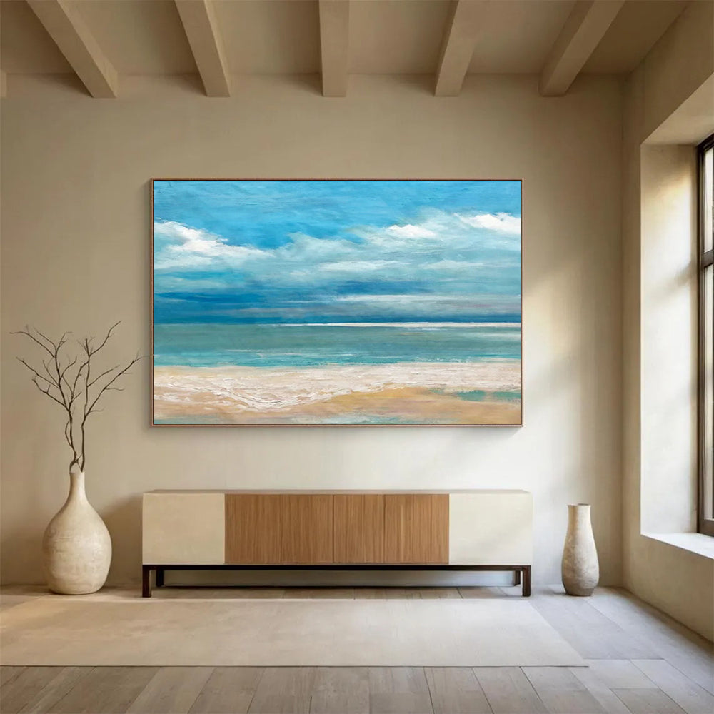 Pastel Clouds & Waves Art for Nostalgia - Driven Beach House Bedroom DLZ3022