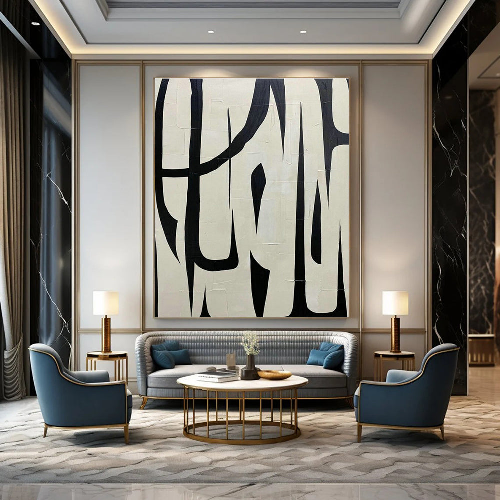Black - White Abstract Art for Avant - Garde Café & Modern Art Museum DLZ2038