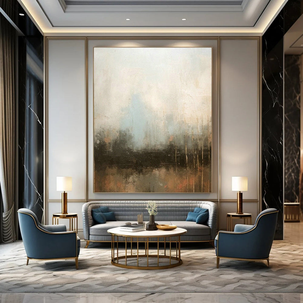 Gray - Blue Hazy Abstract Art for Minimalist Bedroom & Calm Wellness Center DLZ0745