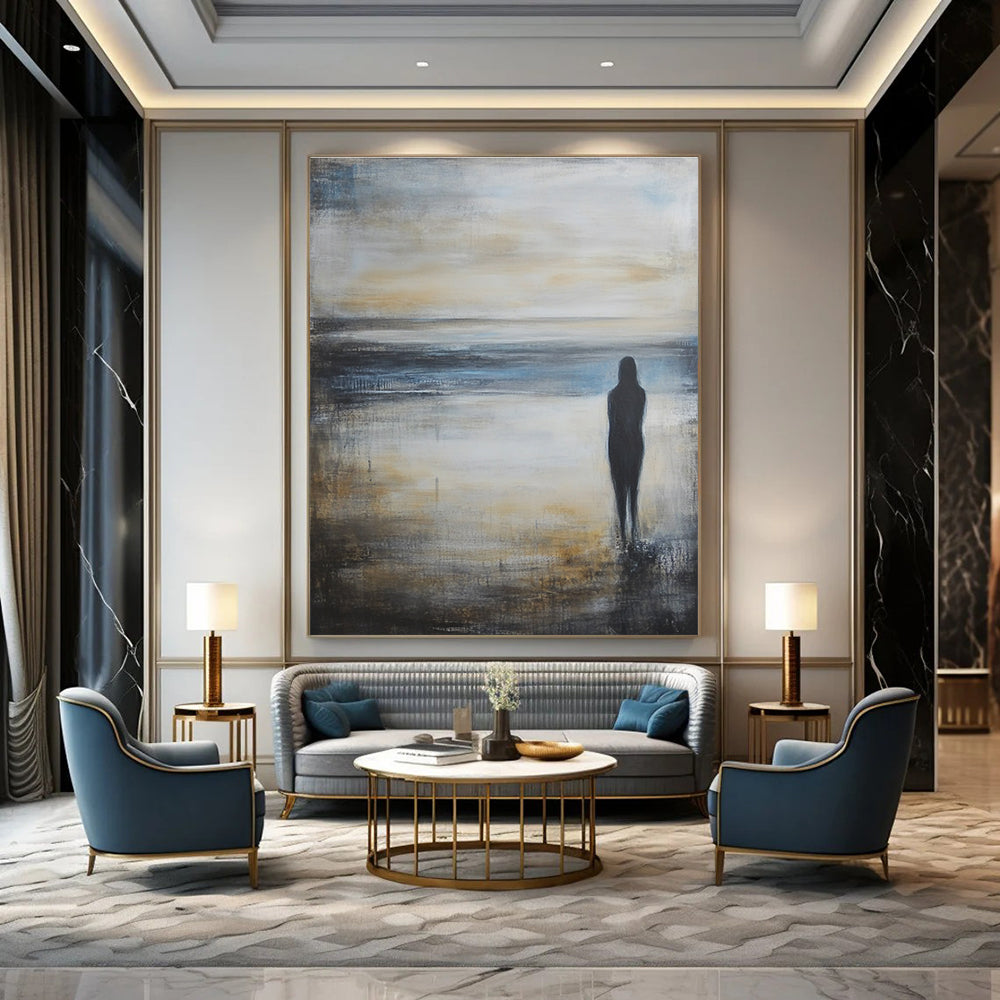 Figure by the Sea for Thought - Provoking Library & Serene Meditation Room STSC586