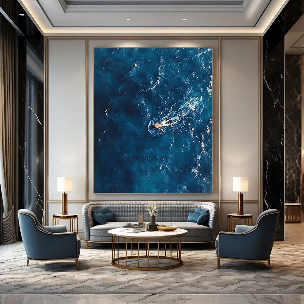 Man Swimming in Ocean Art for Beach Home Bathroom & Wellness Retreat Spa STSC1057
